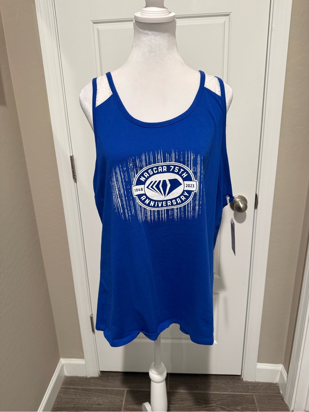 Nascar Royal Blue Women's Tank with White 75th Anniversary Logo